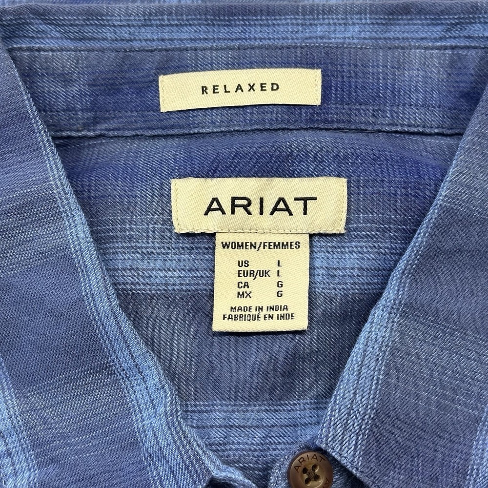 Ariat Real Billie Jean Long Sleeve Shirt Women's Size Large Blue Top‎ Cowgirl - Picture 4 of 4